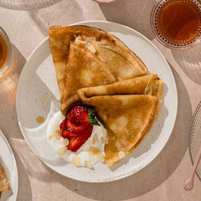 Фото Тонкие блины на кефире с кипятком на сковороде - вкусный рецепт на завтрак